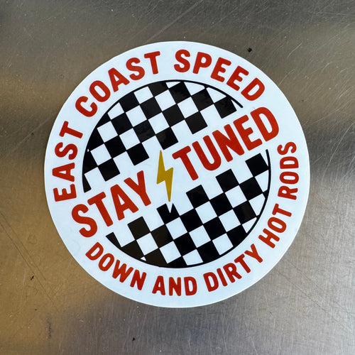 Stay Tuned Checkered Sticker